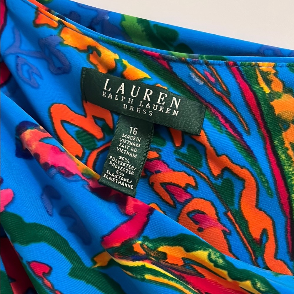 Lauren Ralph Lauren Blue Multicolor Asymmetrical Dress